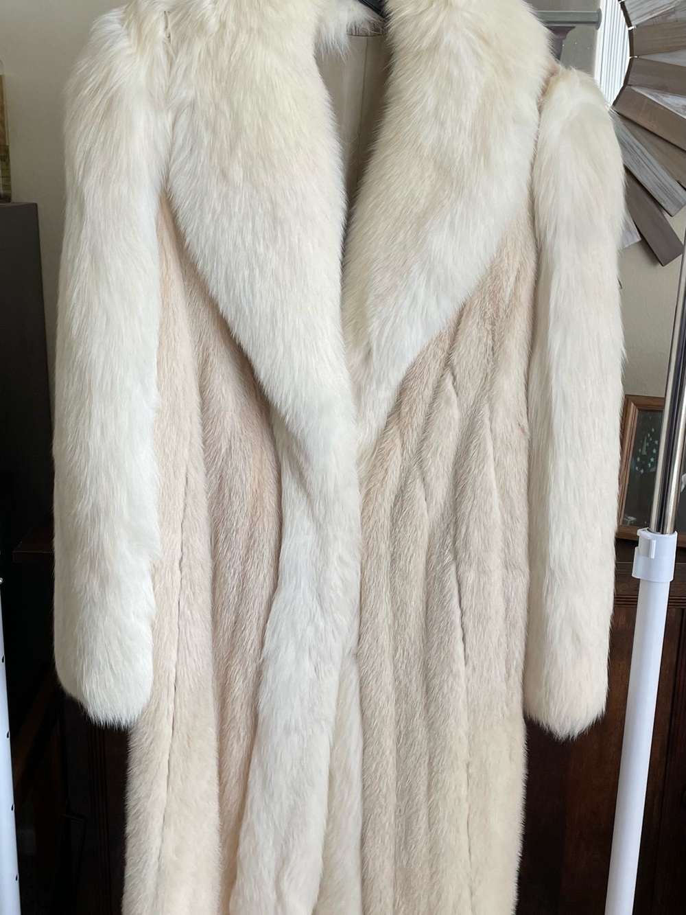 Women's Full Length Blush Mink and Fox Coat Excellent Quality
